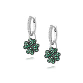 Silver Clover Hoop, White Rhodium, Premium Cubic Zirconia + Love Gift
